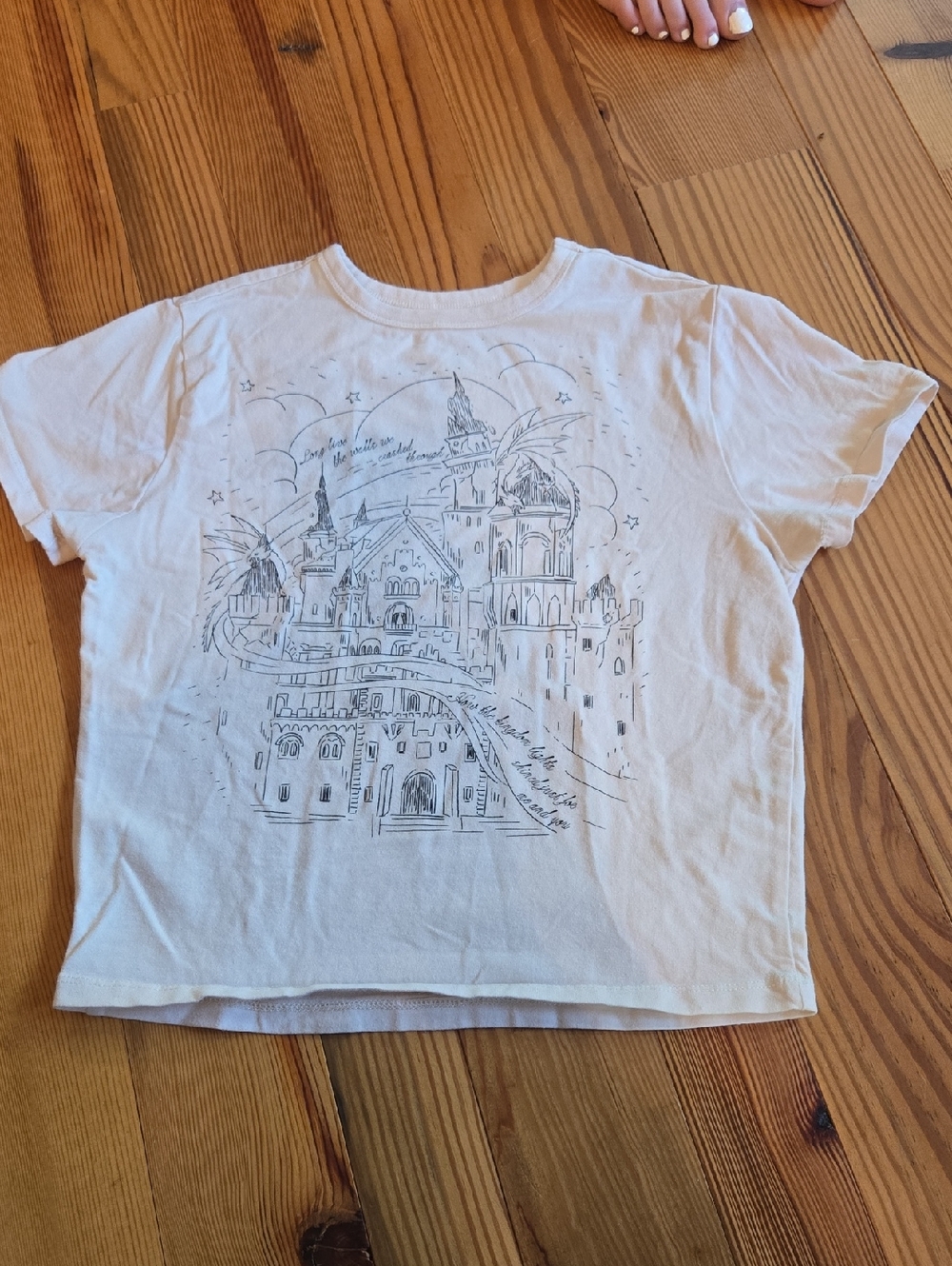Taylor Swift Cream Baby Tee with Castle Sketch Print
